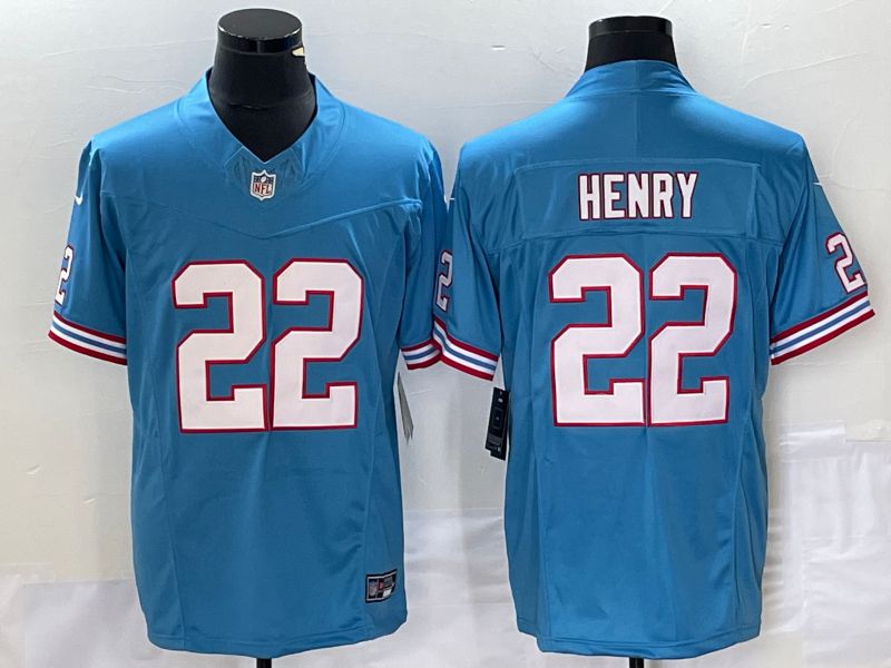 Men Tennessee Titans 22 Henry Light Blue Nike Throwback Player Game NFL Jersey